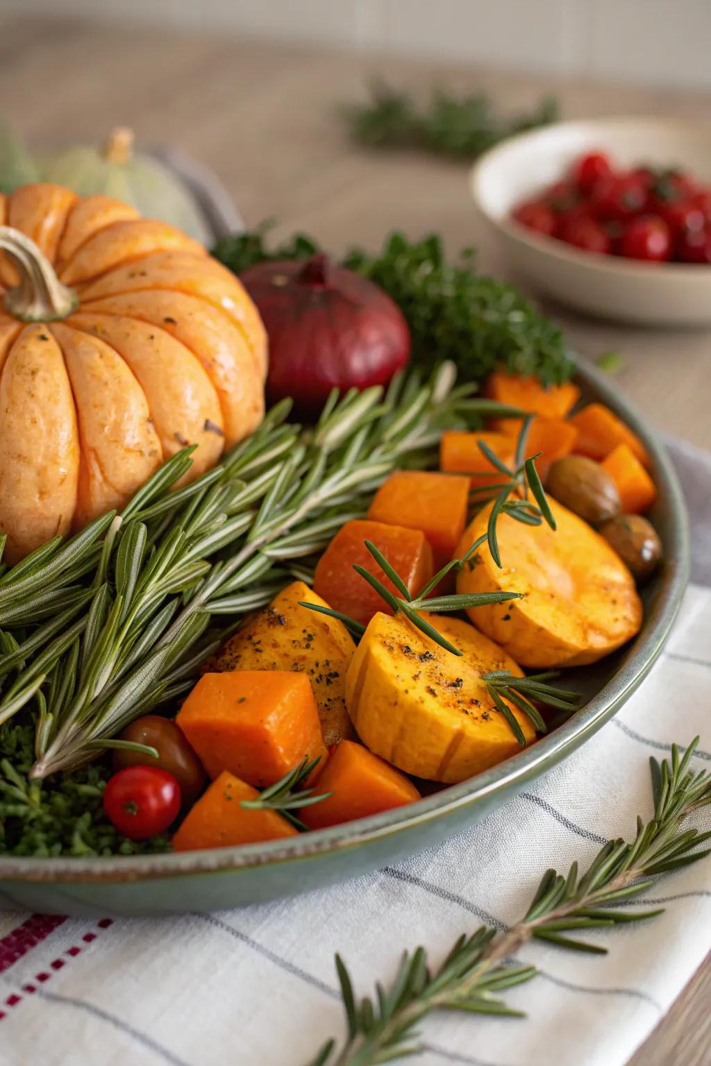 Highlight the season's bounty with a natural centerpiece.