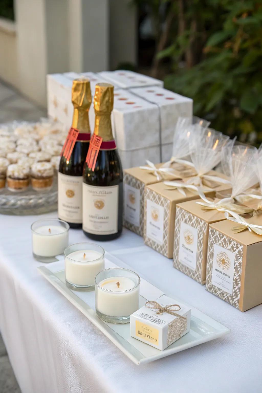 Custom party favors offering a memorable takeaway for guests.