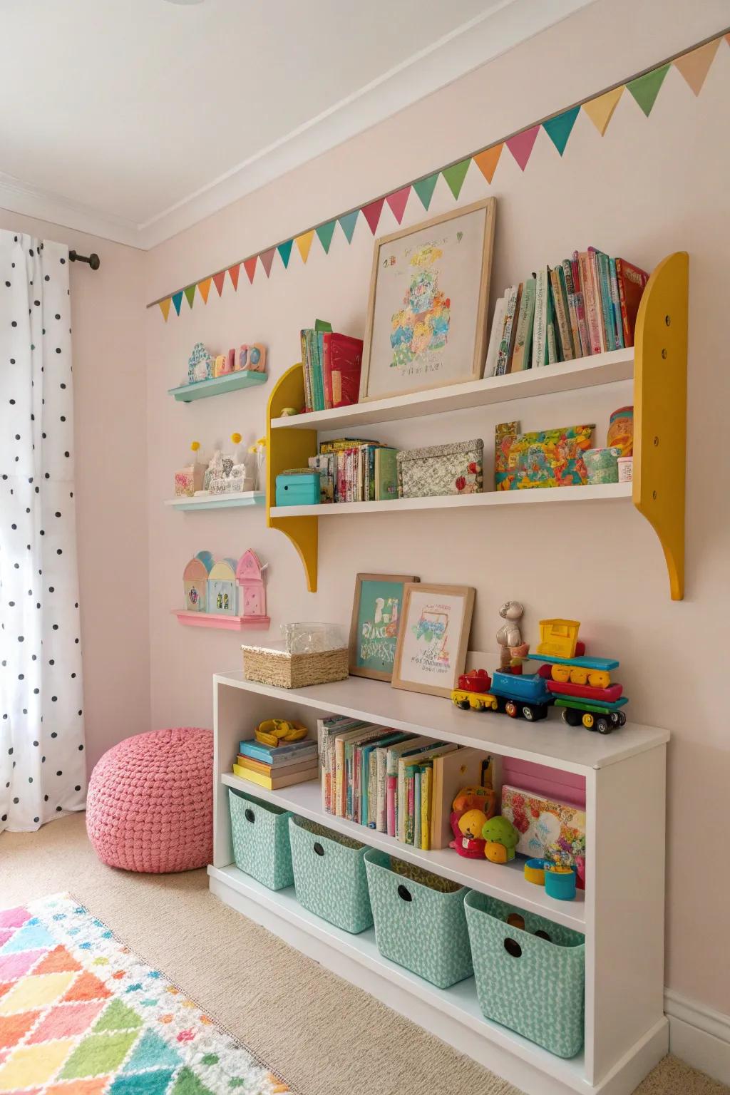 Colorful corbels add whimsy to a child's room.