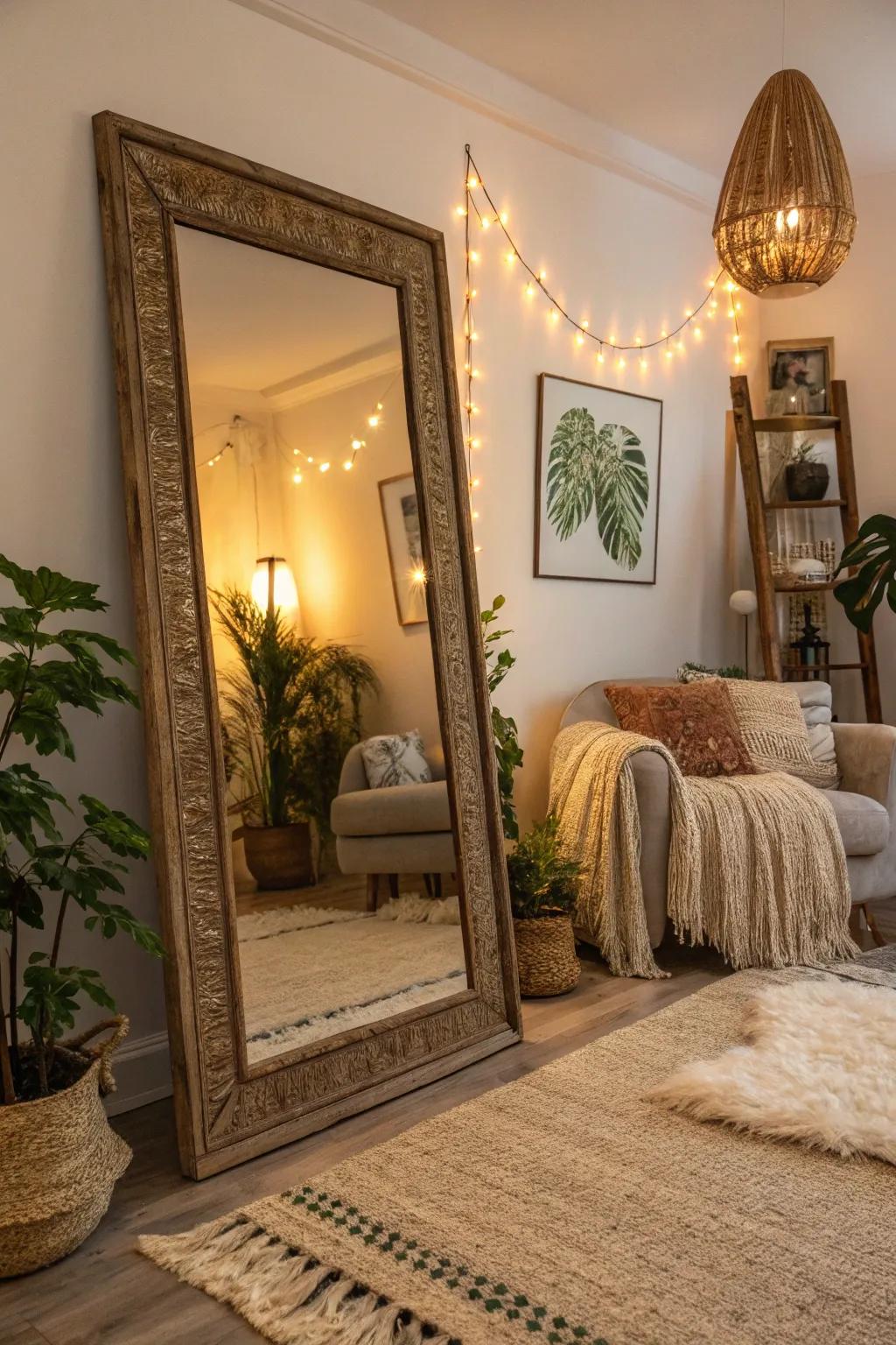 A statement mirror enhances light and space, adding depth to your room.