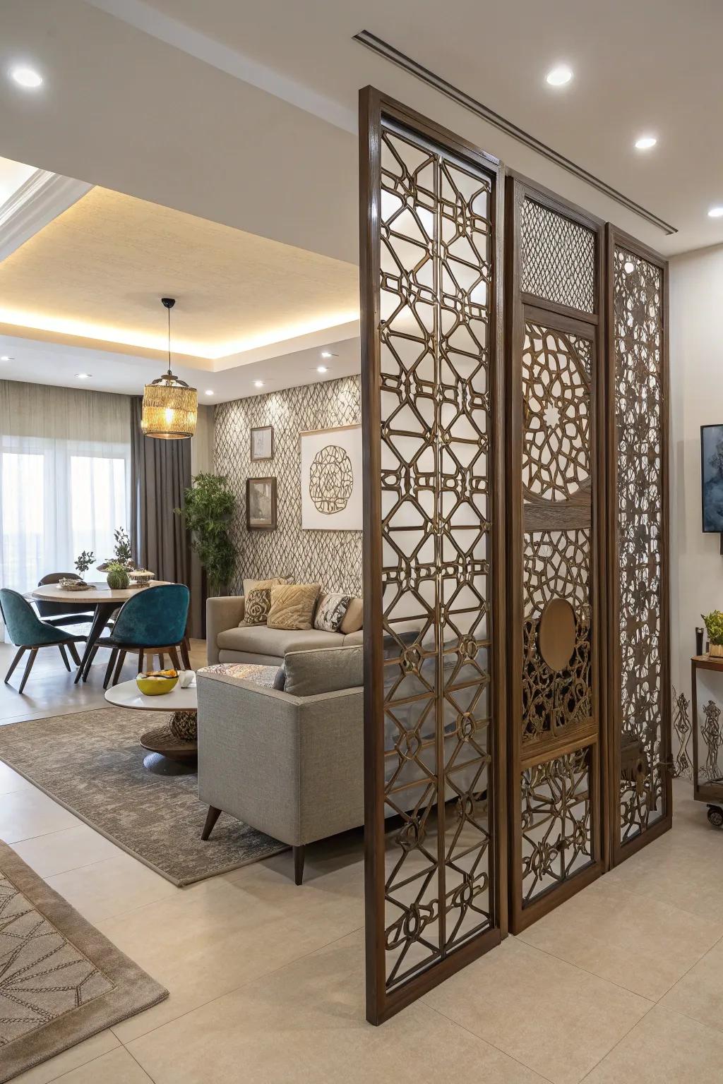 Creative room divider providing stylish separation in open spaces