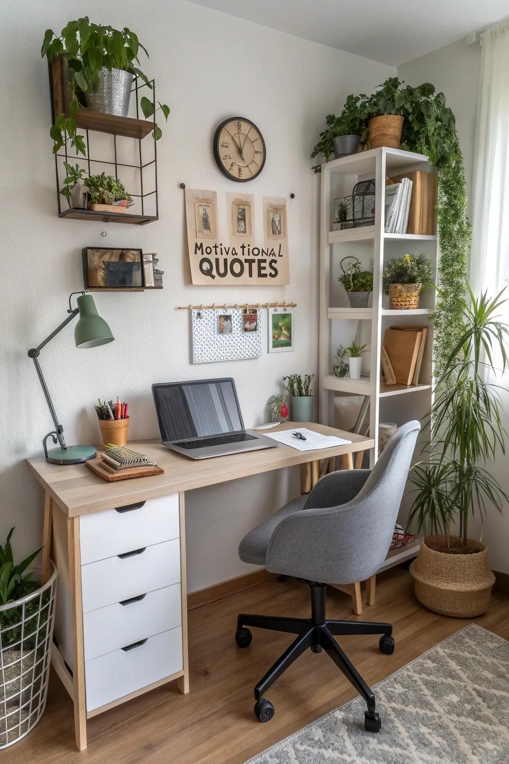 A functional workspace blends style with practicality.