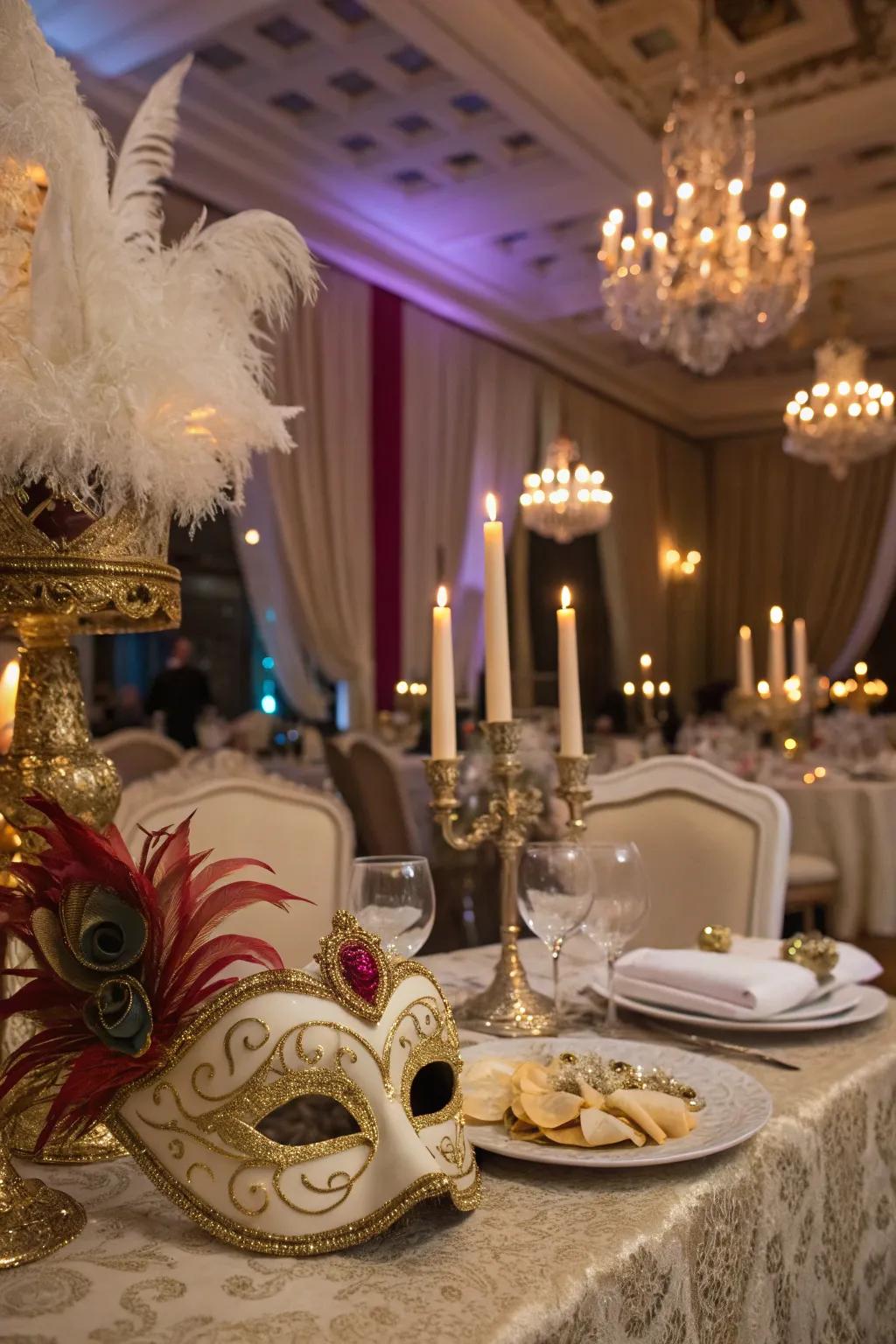 Experience the allure and mystery of a masquerade dinner.