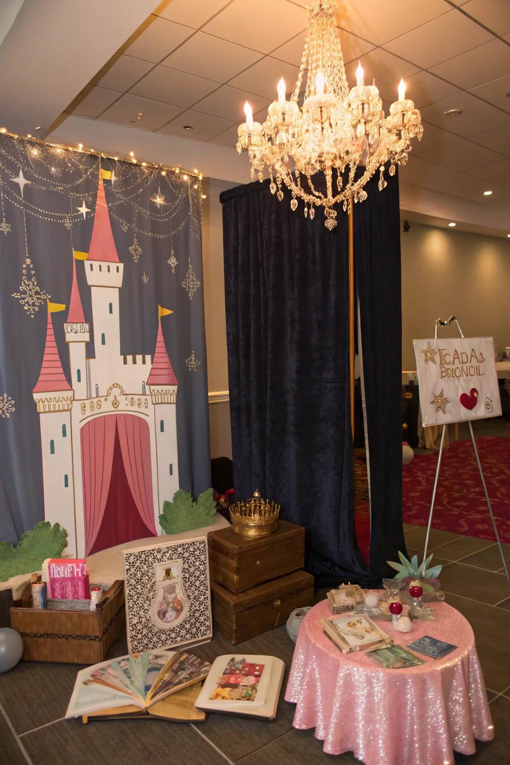 A whimsical photo booth with props for memorable snapshots.