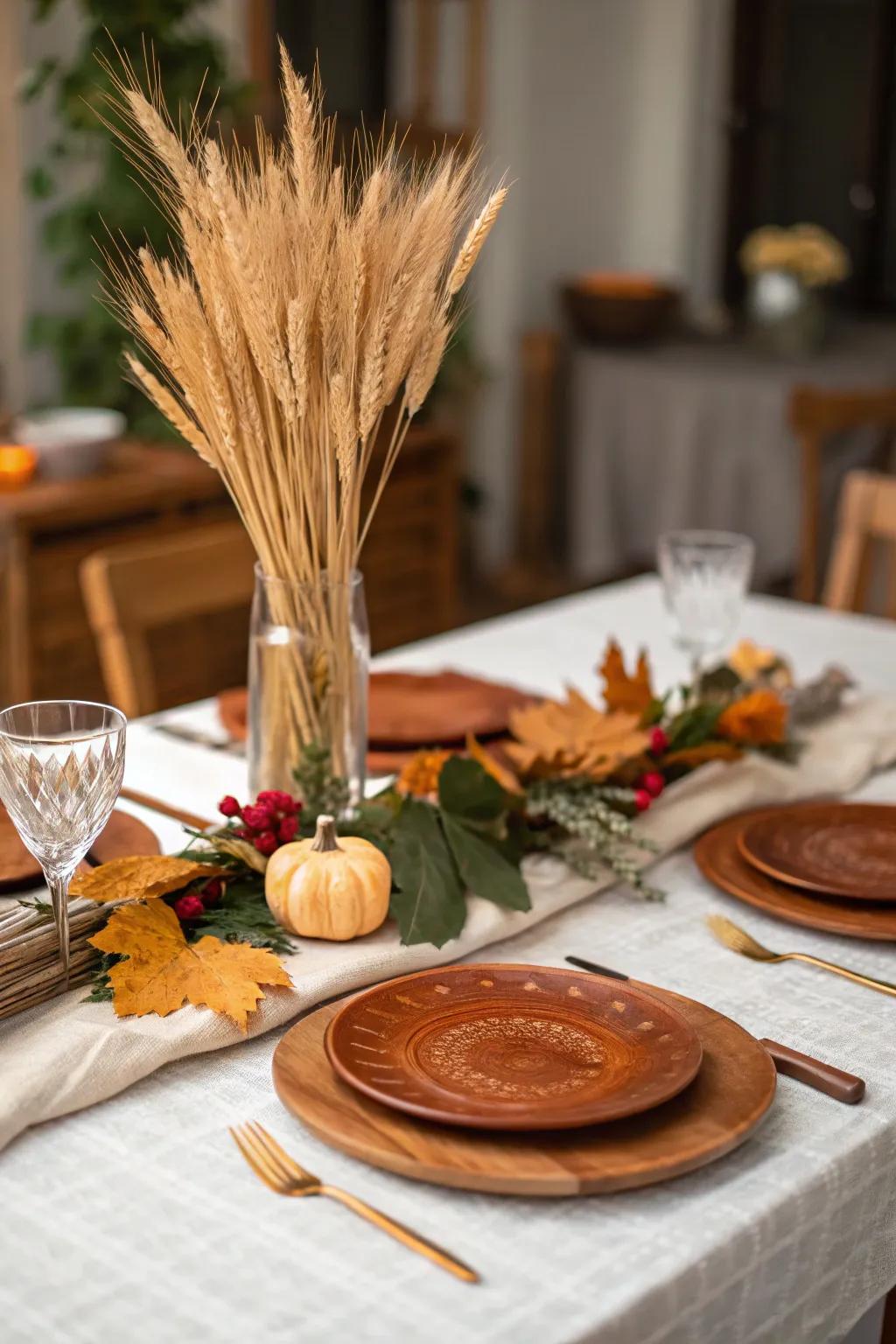 Harvest-themed table settings bring a rich and authentic fall feel to your gatherings.