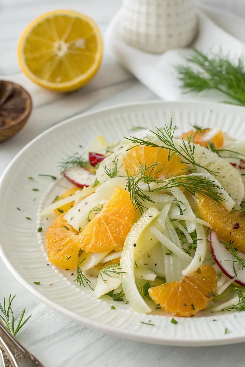 Fennel and citrus salad, a light and sophisticated dish.