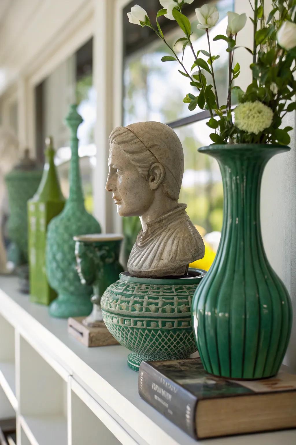 Green vignettes create focal points and showcase style.