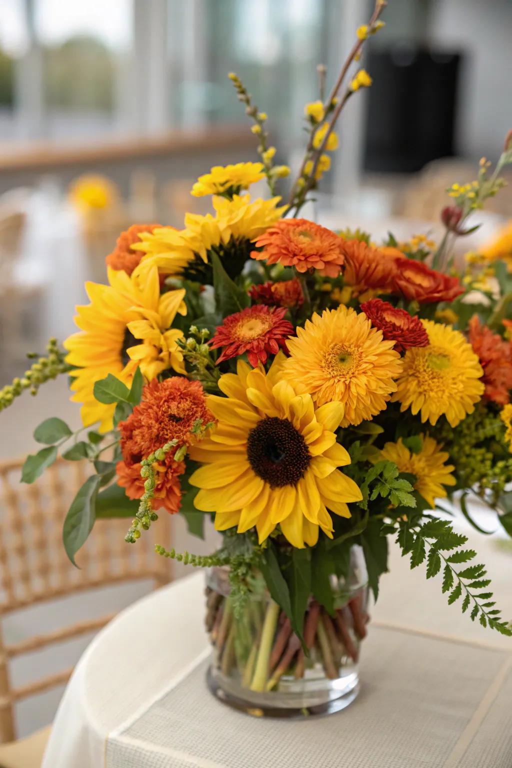 Bright and cheerful seasonal floral arrangements.