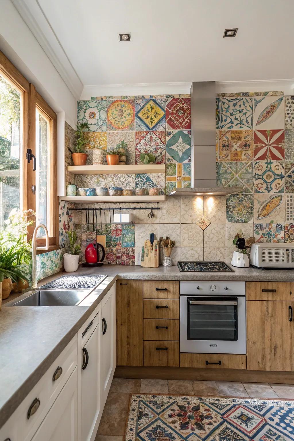 An eclectic tile mix showcases your personal style.