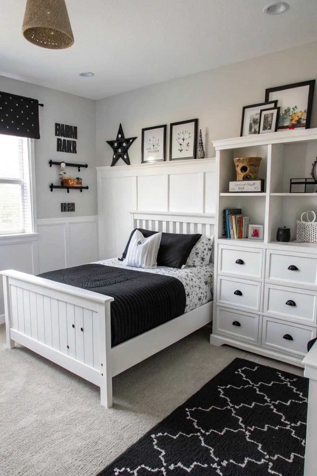 Black and white offer a striking and flexible design choice.