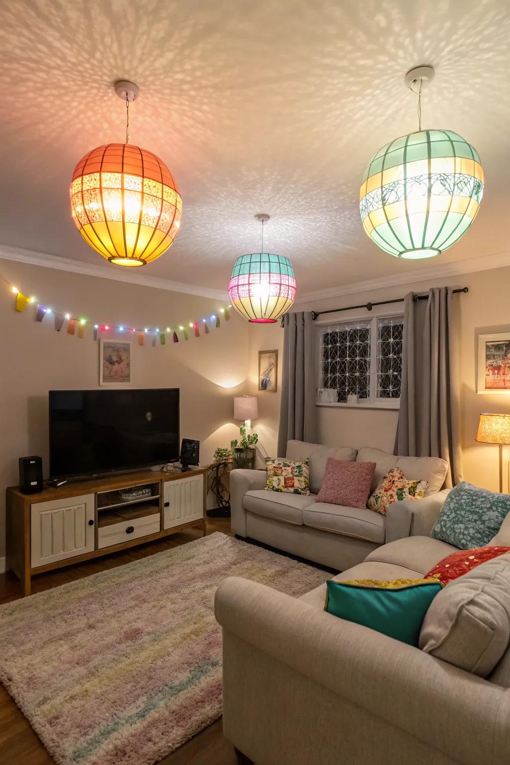 Colorful fixtures inject playful vibes and personality.
