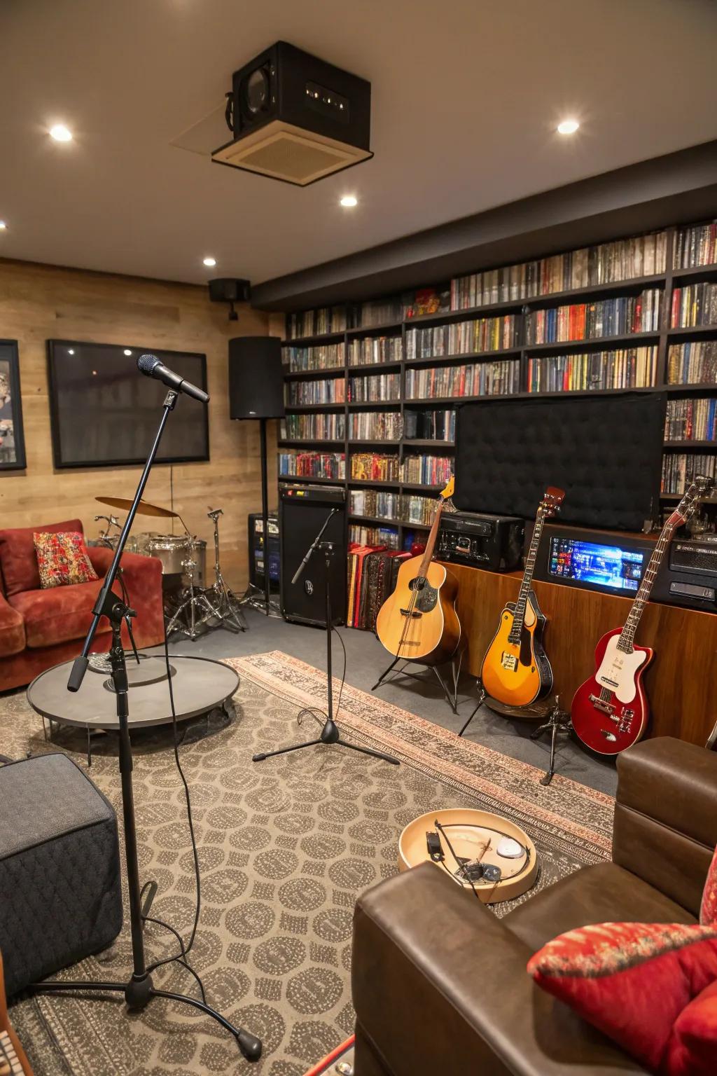 A music corner invites creativity and fun.