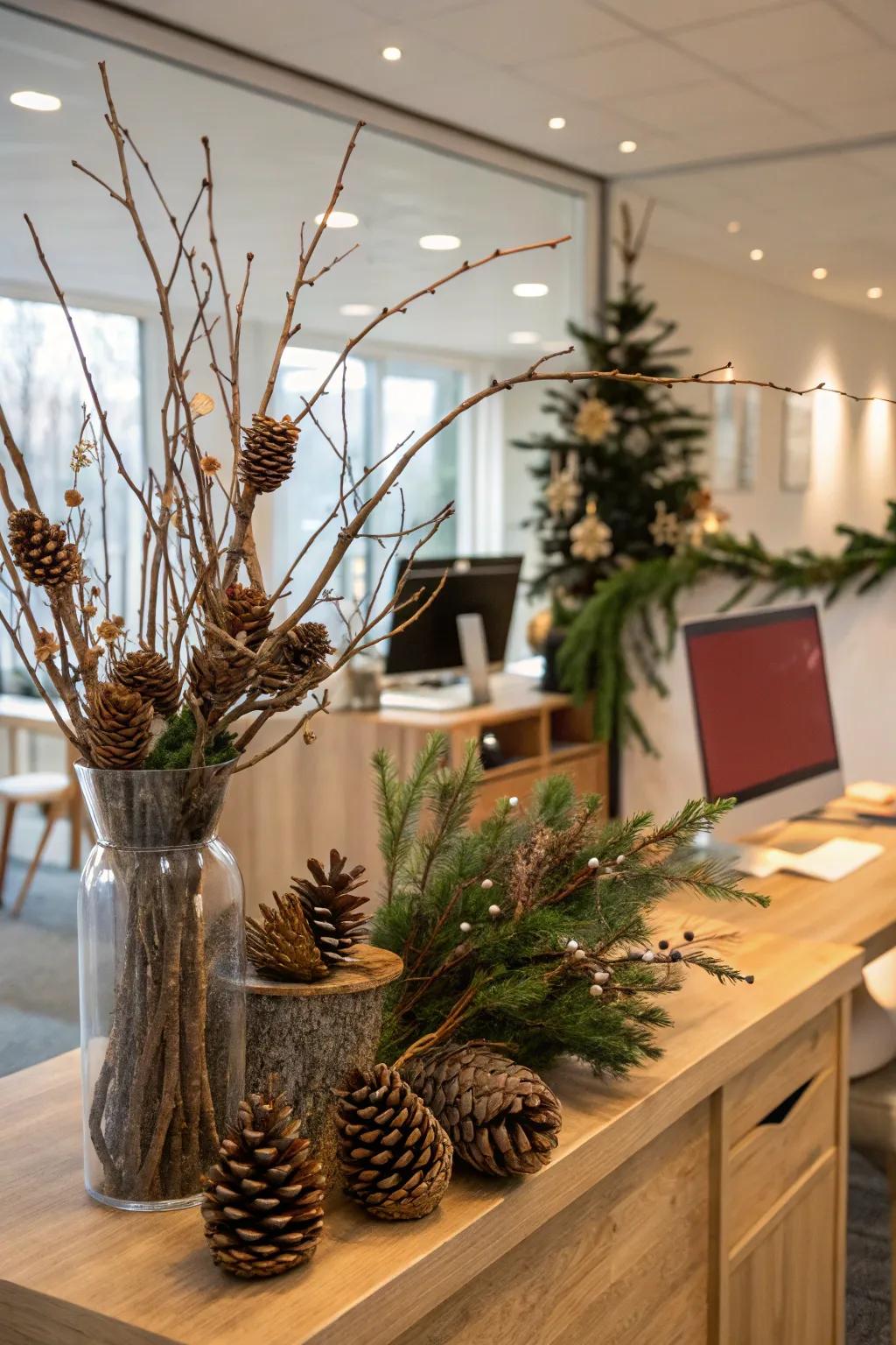 Nature-inspired decor brings an earthy touch to the festive spirit.