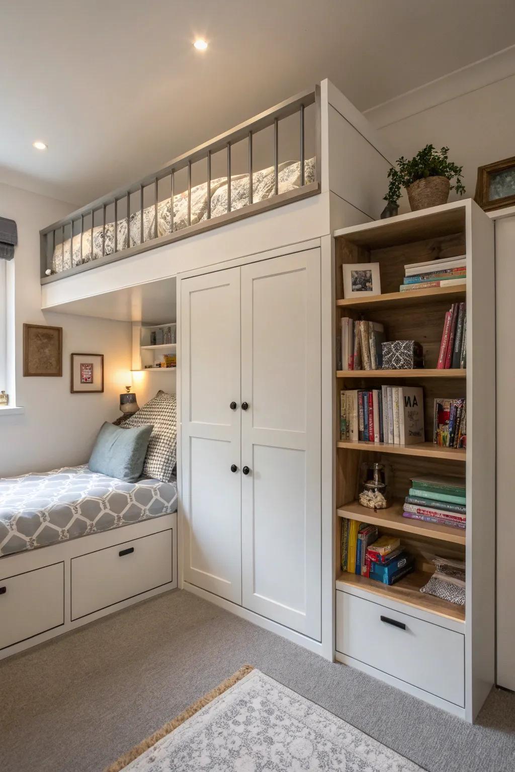 Loft beds offer innovative solutions for small spaces.