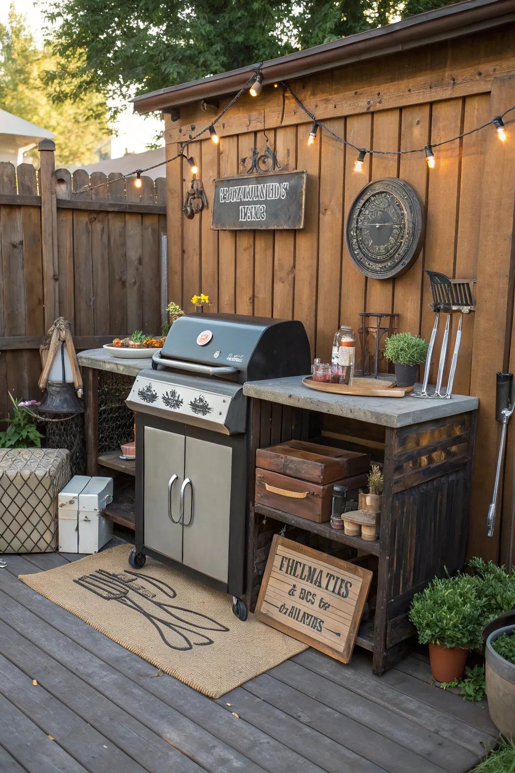 Step back in time with a vintage-style grill station.