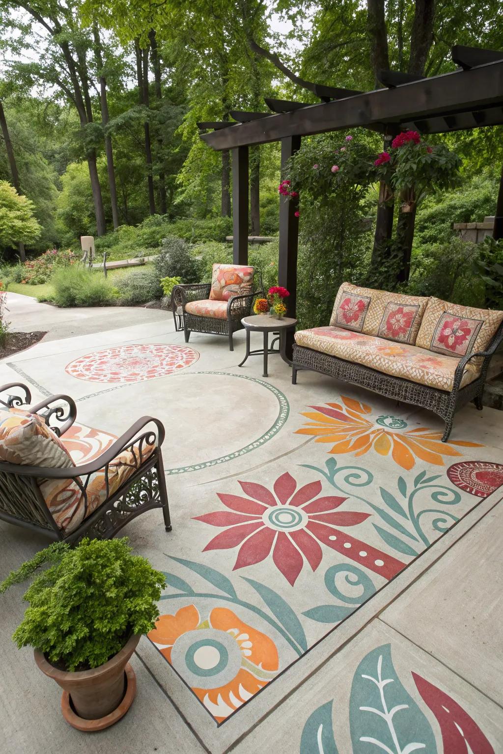 A cohesive patio design that integrates beautifully with outdoor furniture.