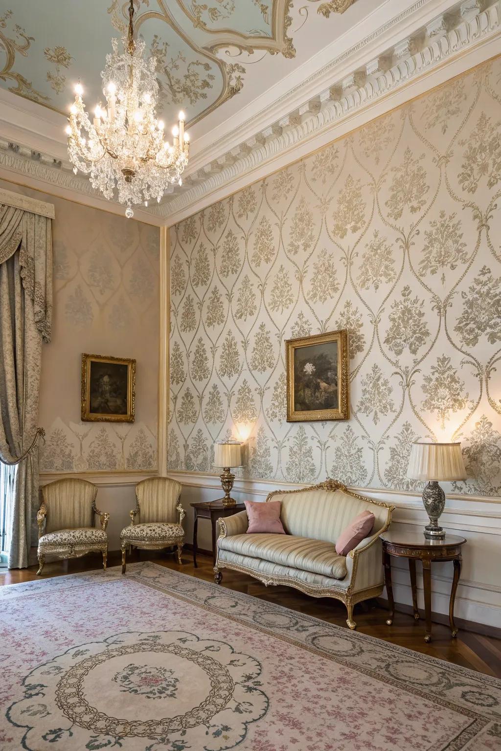 Damask patterns offer a timeless and graceful charm.