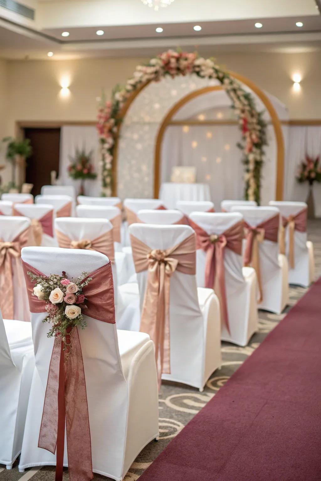 Elegant chair sashes add a touch of class.