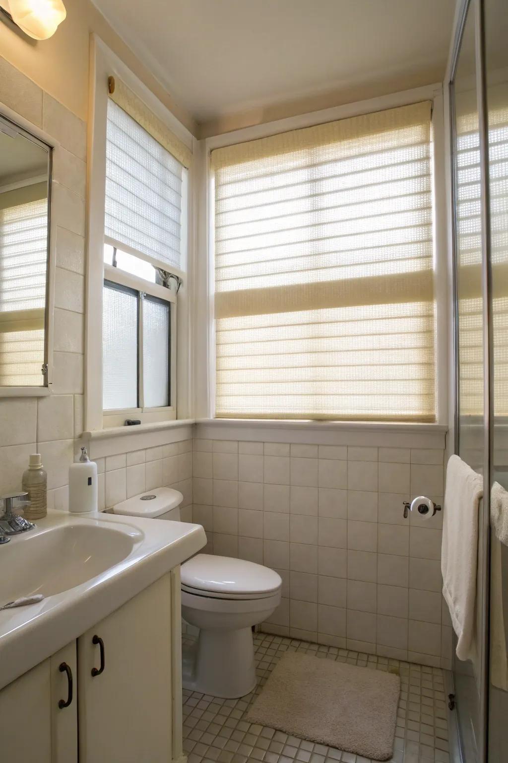 Translucent shades allow light while ensuring privacy.