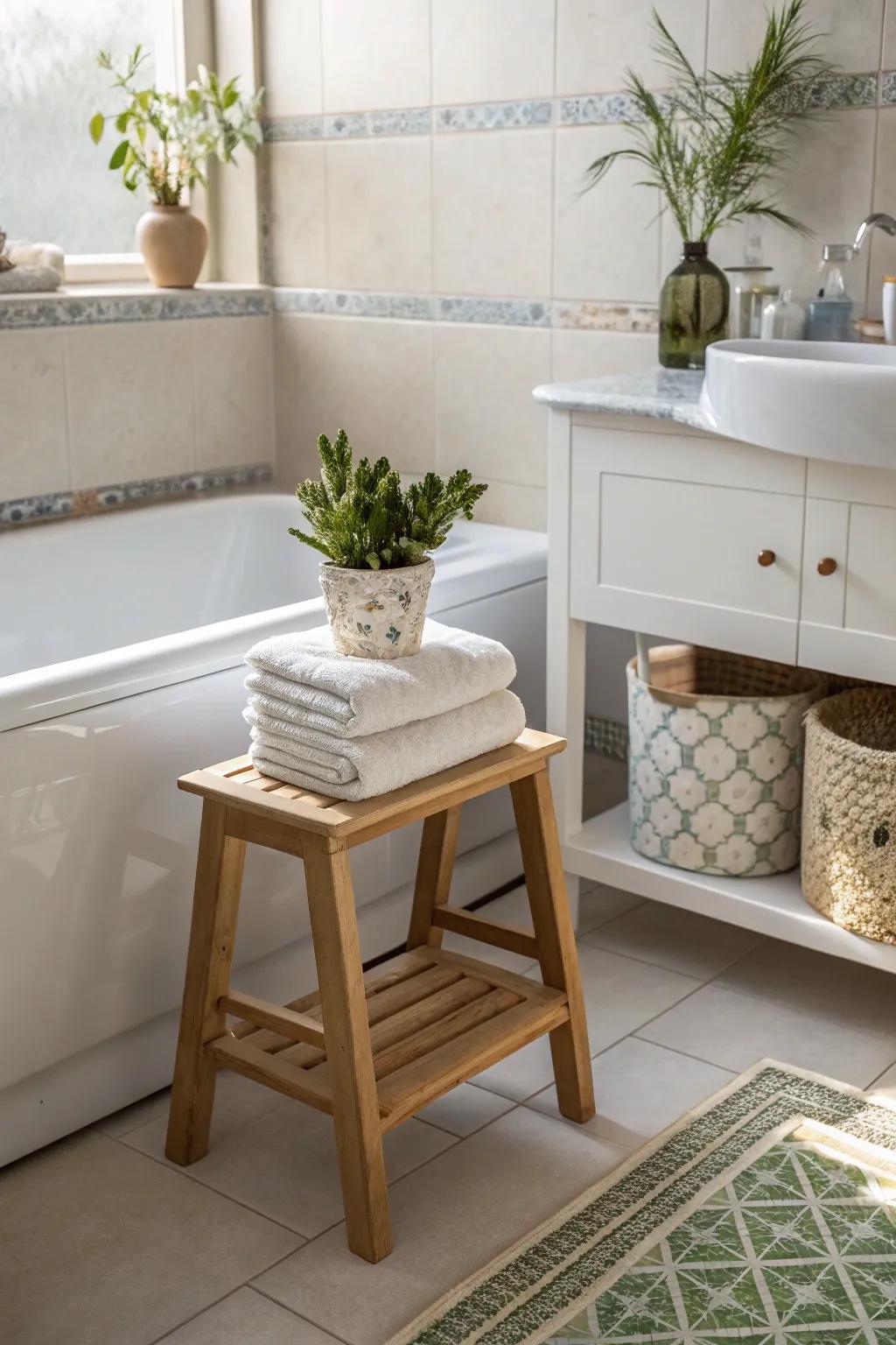 Stools offer stylish seating and storage.