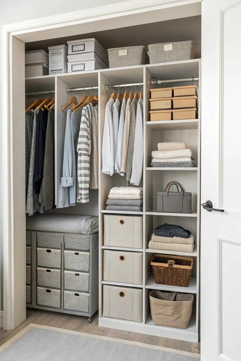 Foldable storage is versatile and space-saving.