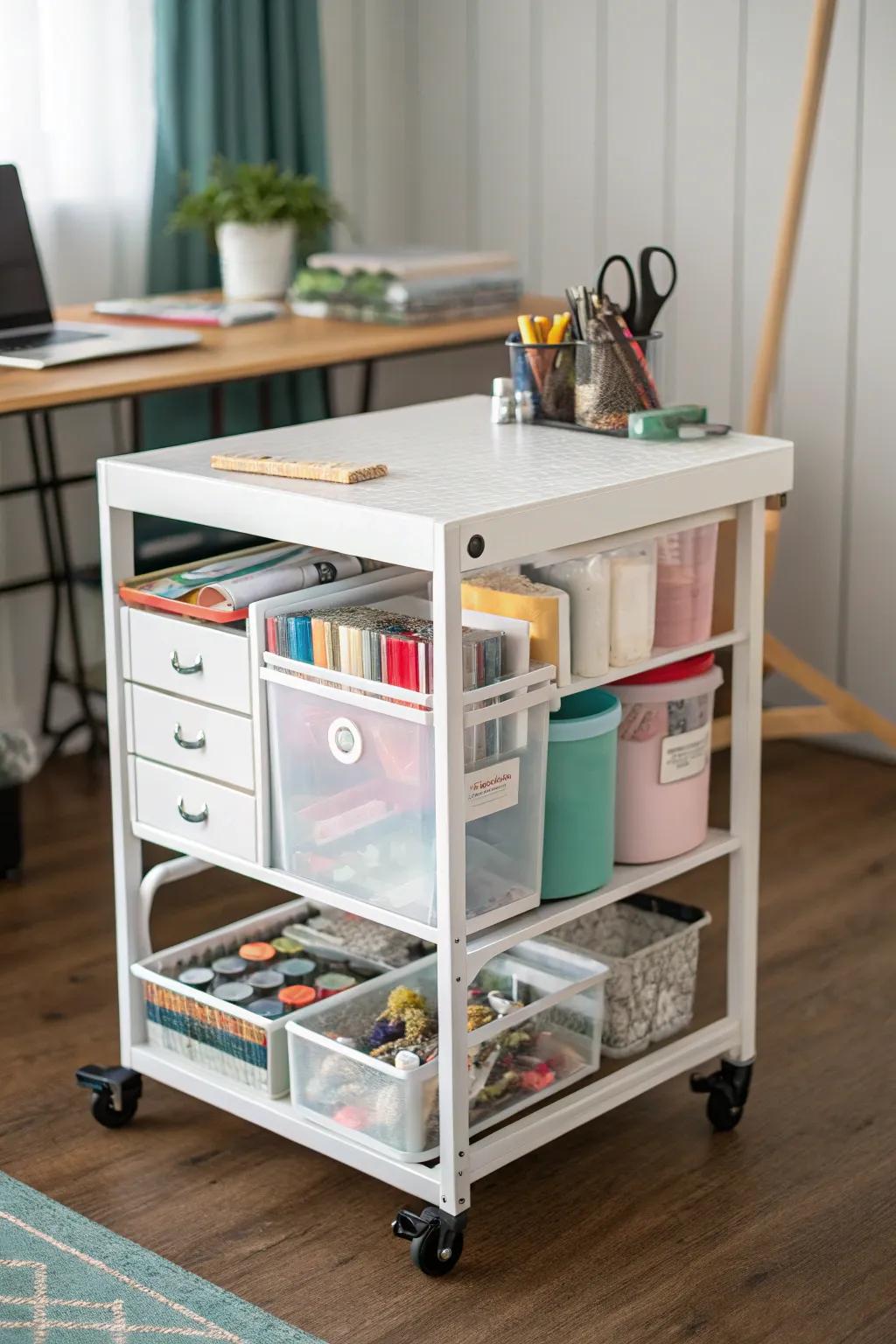 A portable work surface can adapt to your crafting needs and space constraints.