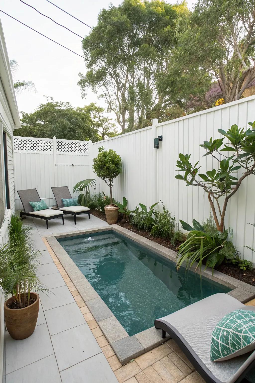 A plunge pool offers a refreshing dip and fits perfectly in a compact backyard.