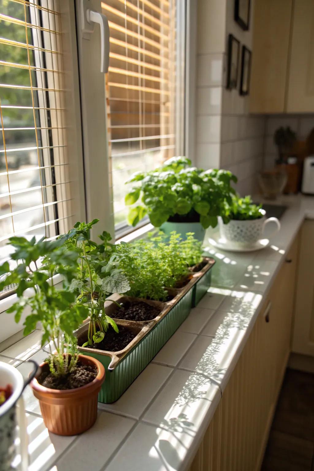 A budding mini herb garden to welcome spring.