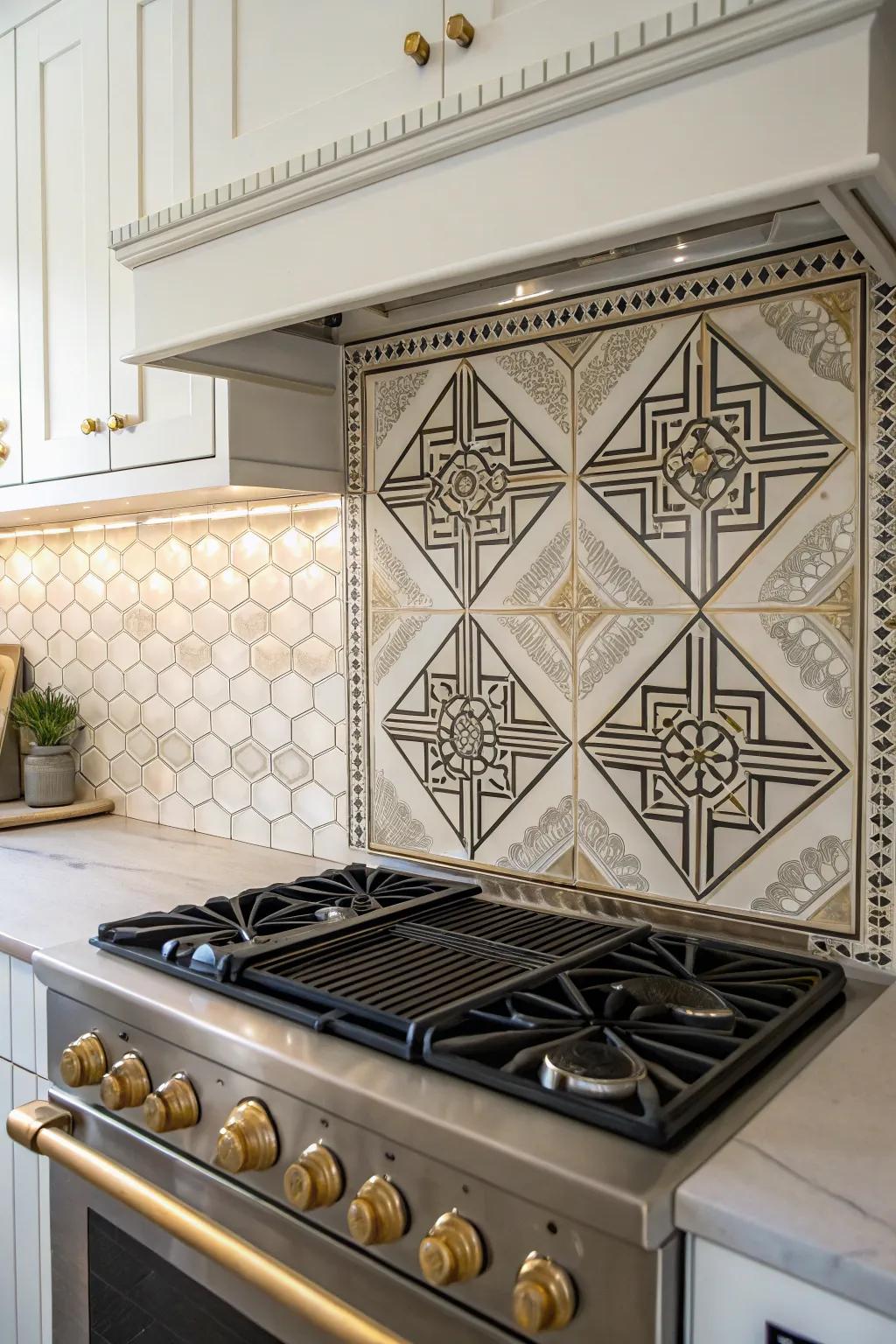 Art Deco tiles blend vintage elegance with modern flair.