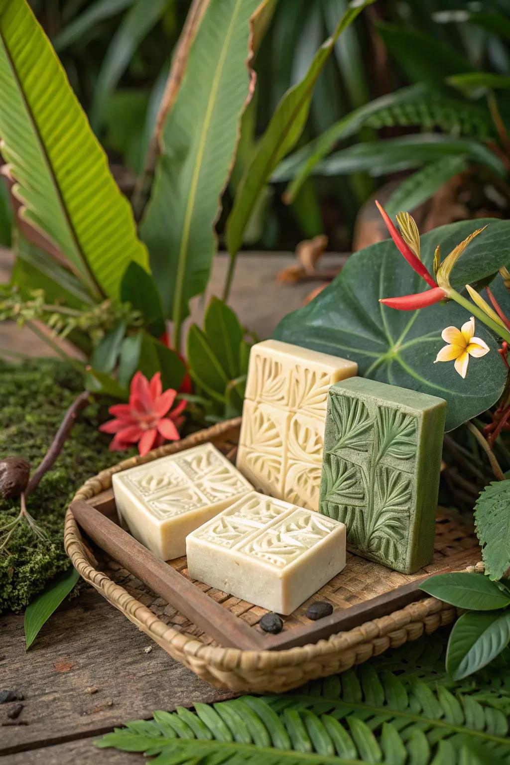 Jungle-themed soap bars offer a luxurious and practical gift.