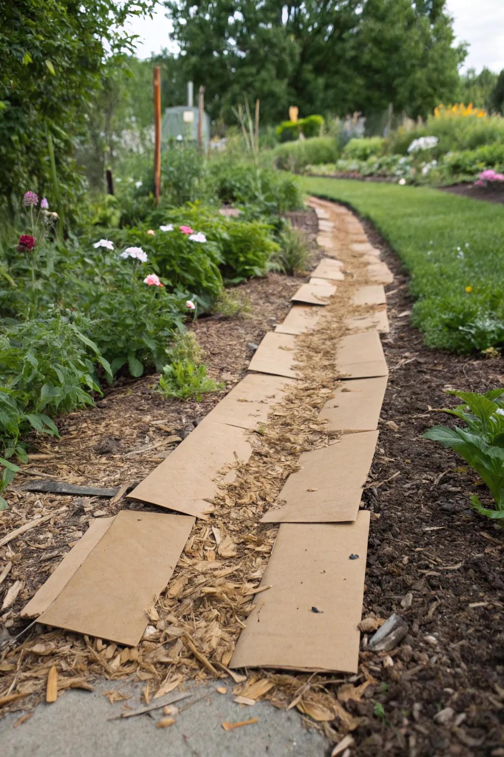 Cardboard, an eco-friendly solution for weed control.