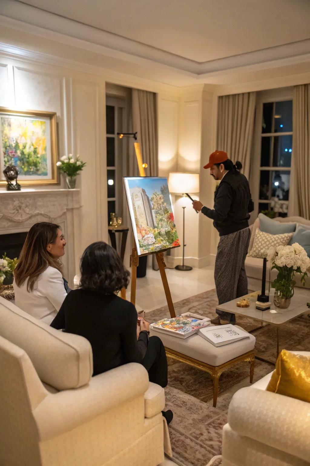 A surprise art performance that captivates and entertains guests.