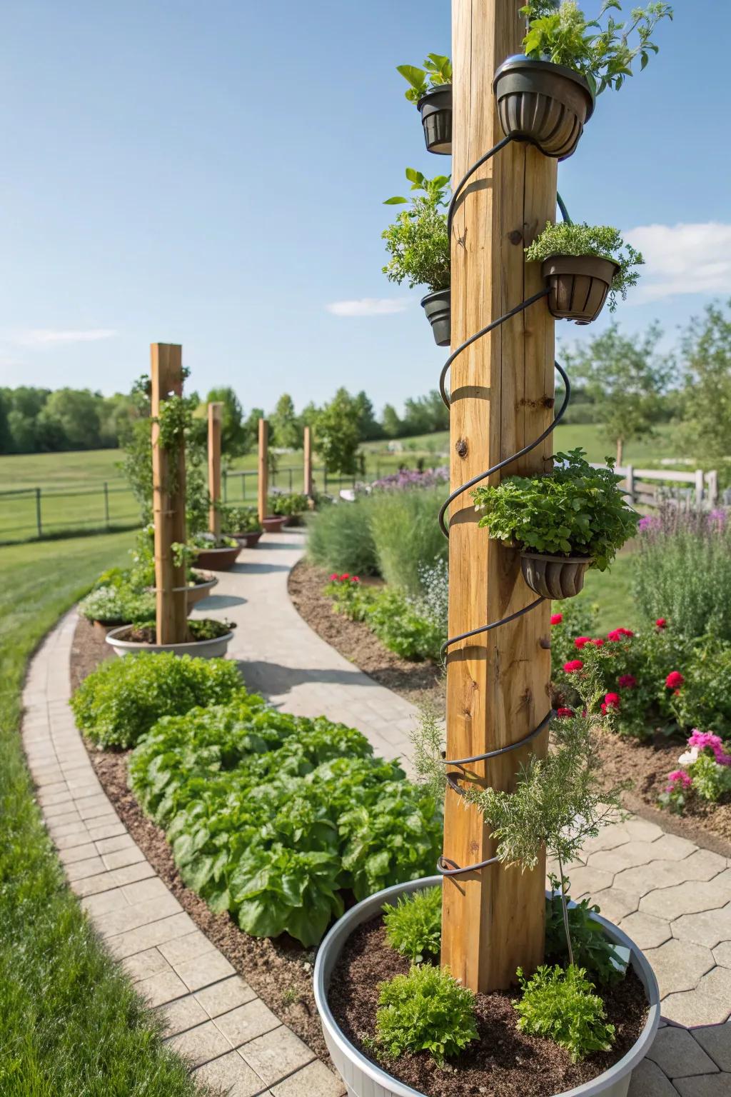 Keep herbs close and stylish with spiraling herb posts.