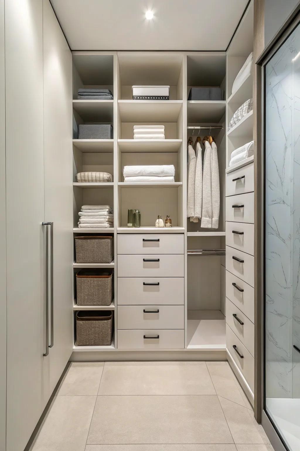 Minimalist design keeps your closet serene and functional.