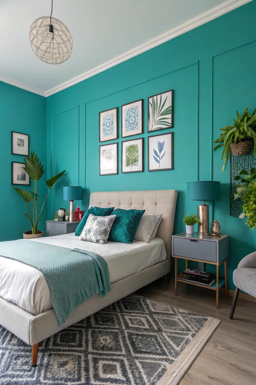 Vibrant teal adds energy and modern flair.