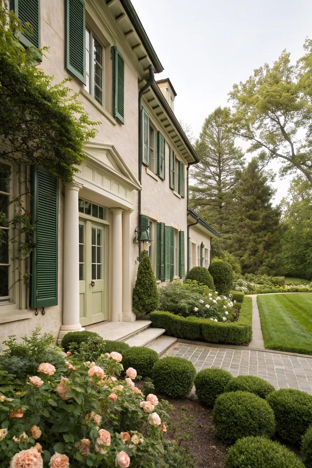 Forest green and cream blend elegance with nature.