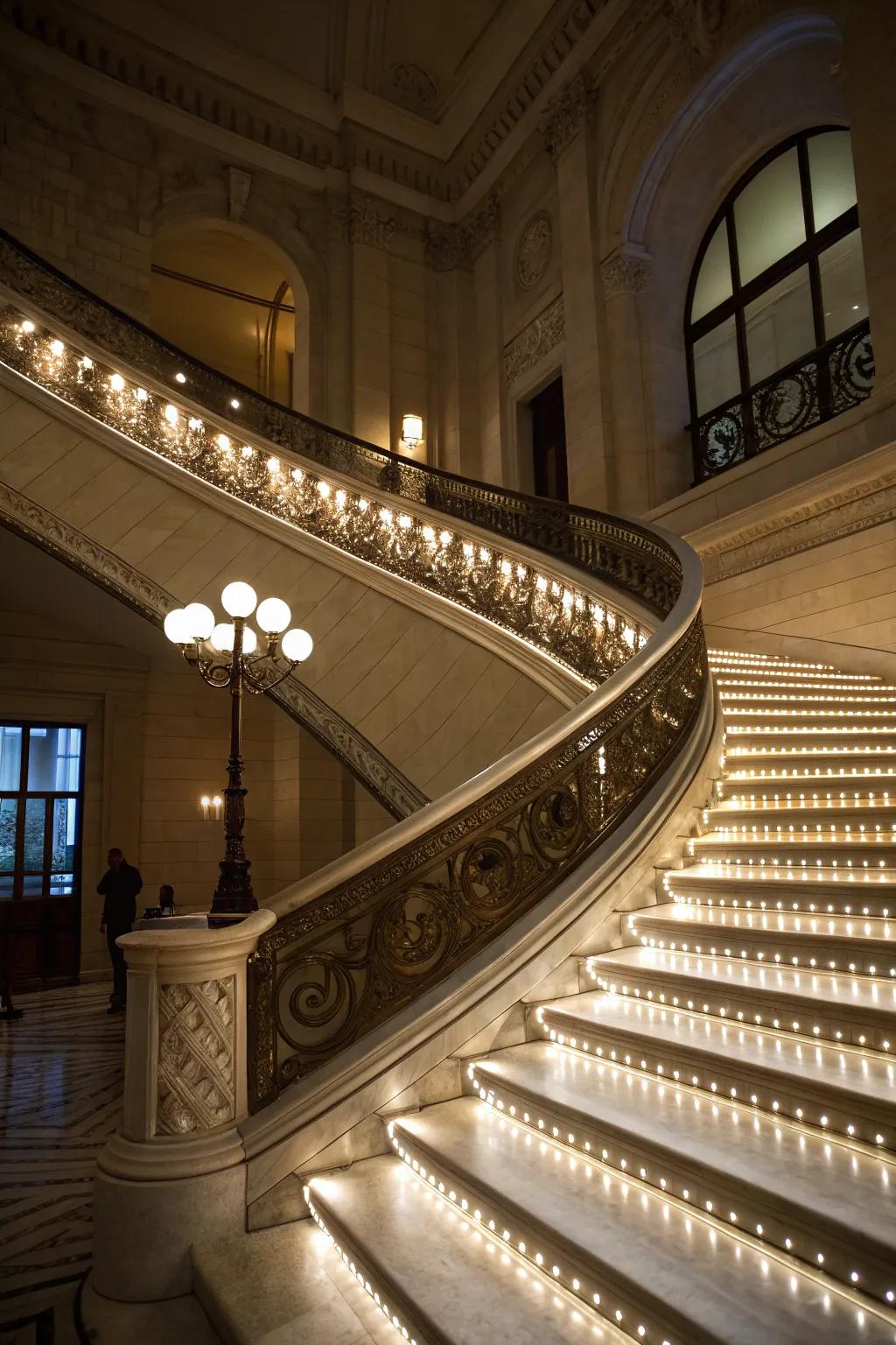 Add drama to your staircase with bold cable lighting.