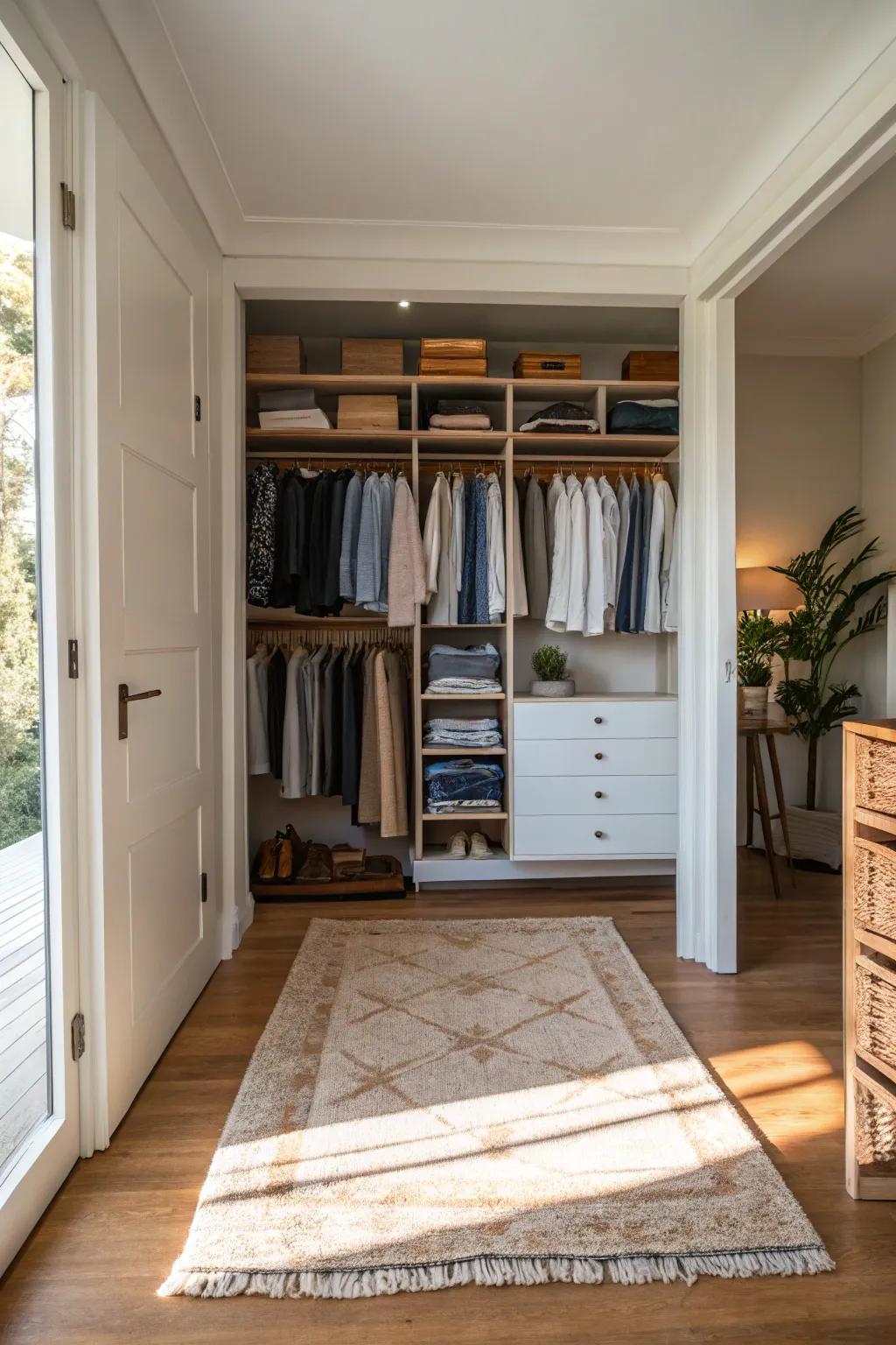 Rugs bring warmth and comfort to your closet area.