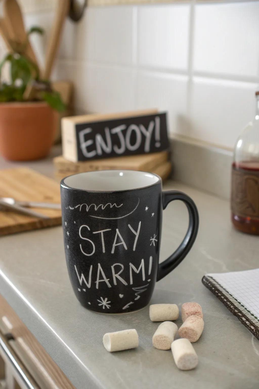 DIY chalkboard mugs for personal expression and creativity.