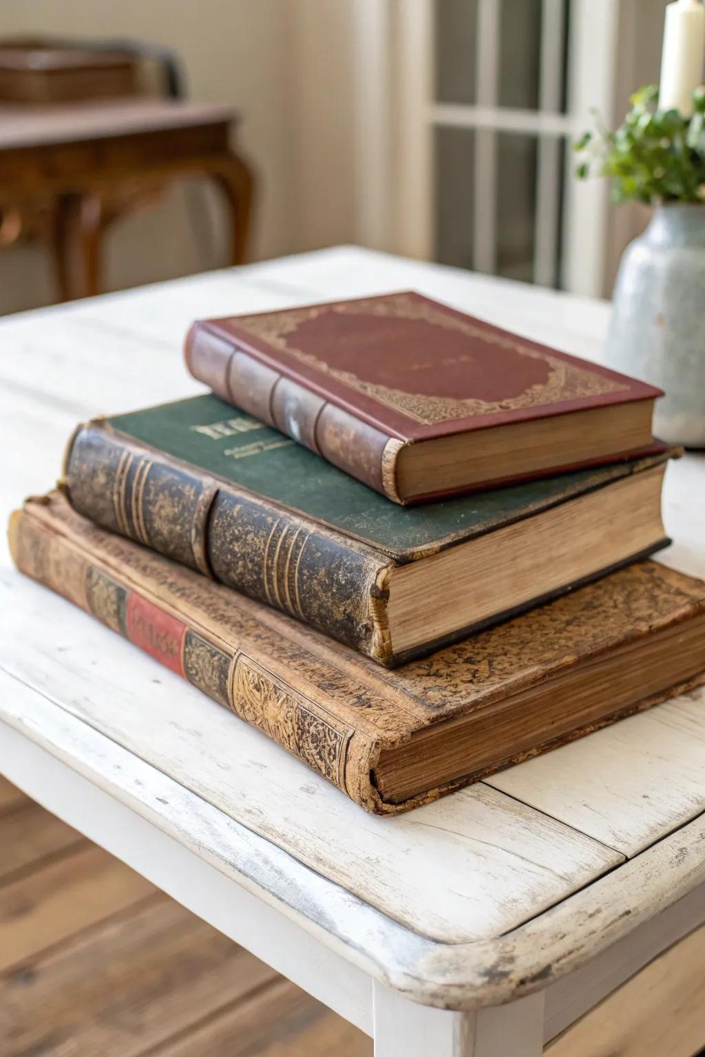 Vintage books add character and charm to your decor.