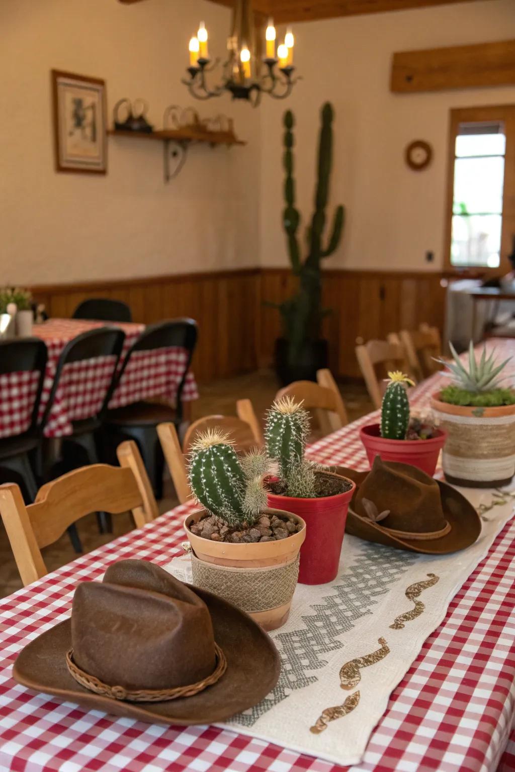 Infuse natural beauty with cactus centerpieces.