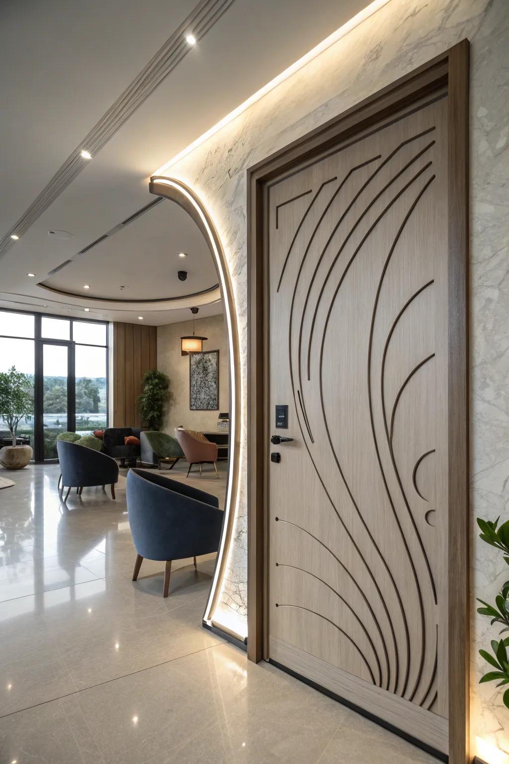 Stand out with a uniquely designed curved door.