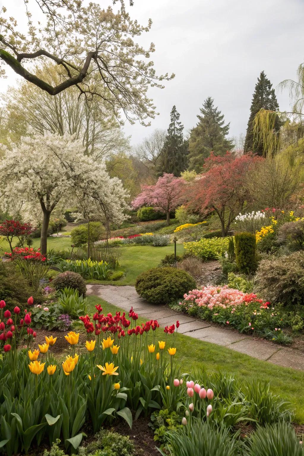 A seasonal bloom showcase ensures year-round beauty.