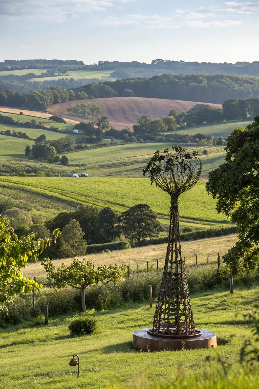 Art installations that bring character and charm to the farm landscape.