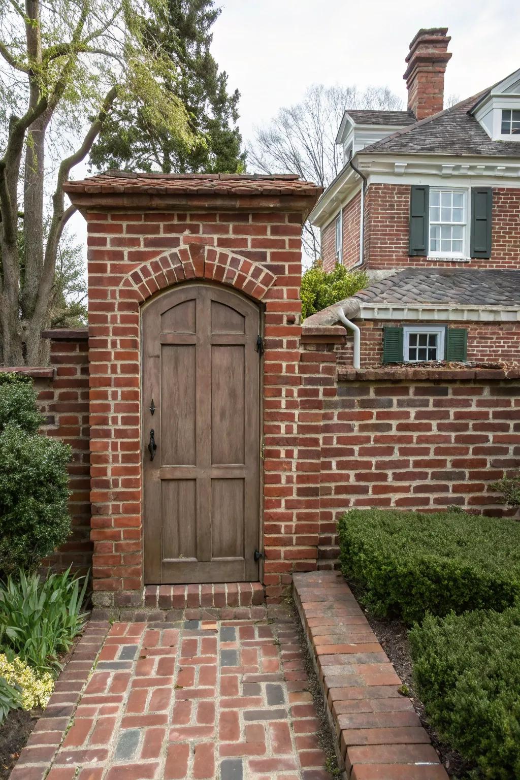 Brickwork creates a seamless hidden door.