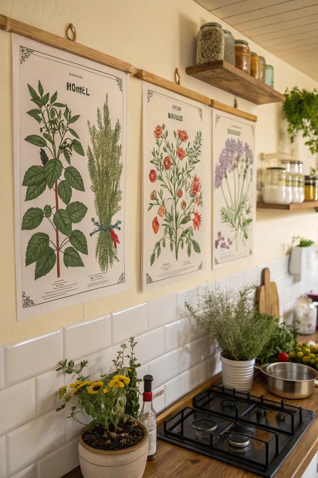 Botanical posters to add a fresh and organic vibe to your kitchen.