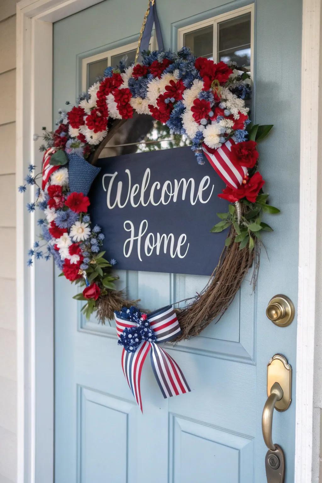 A personal touch with a 'Welcome Home' message on a wreath.