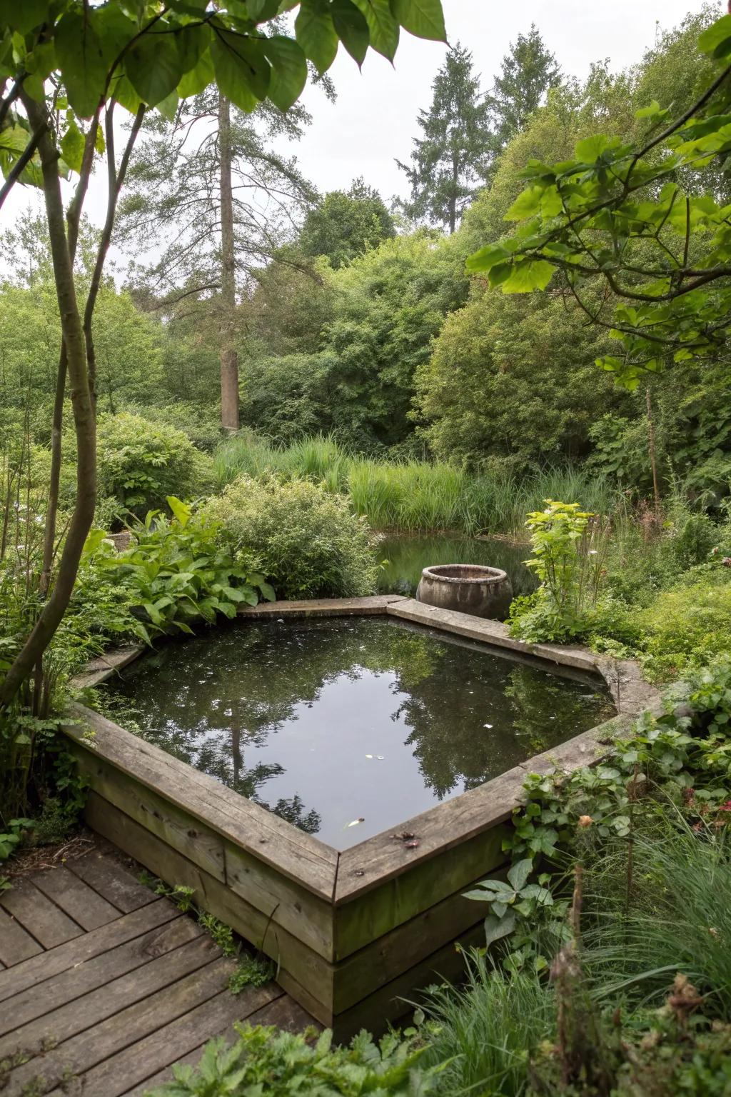 Find peace in a hidden garden oasis with a secluded pond.