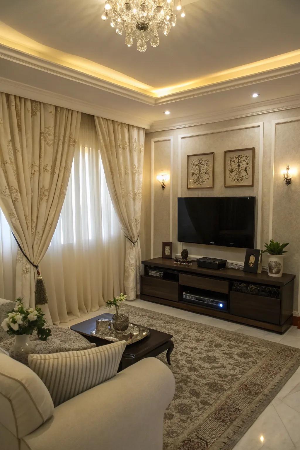 Floor-length curtains add height and sophistication to your living room.