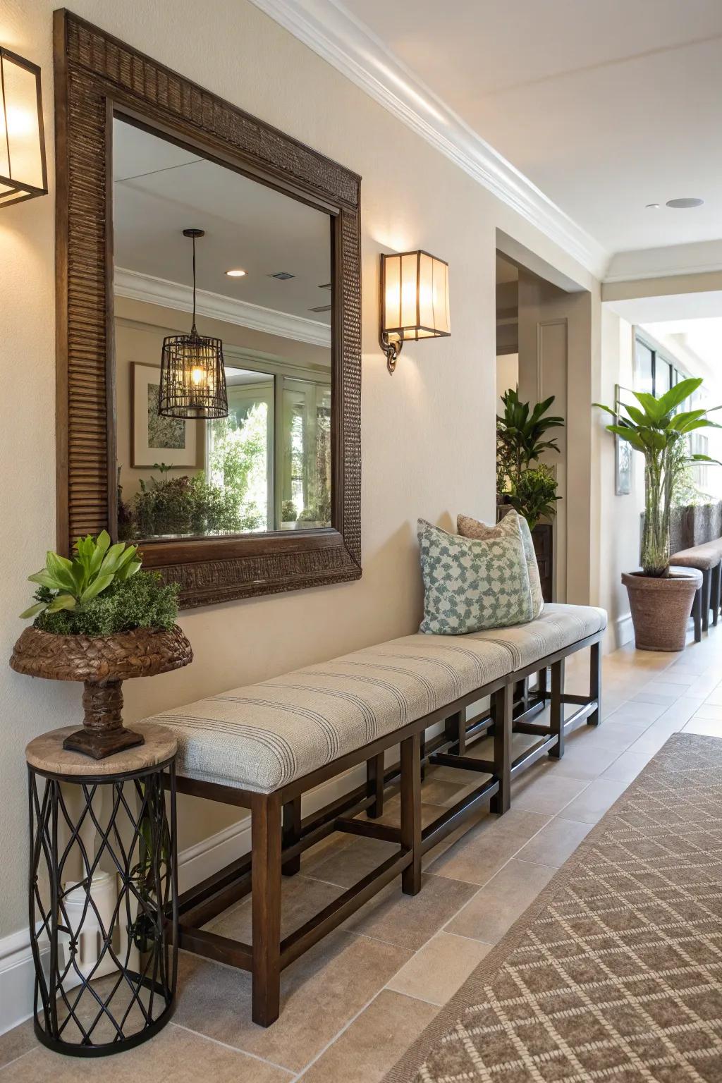 Versatile seating adds convenience and style to your entryway.